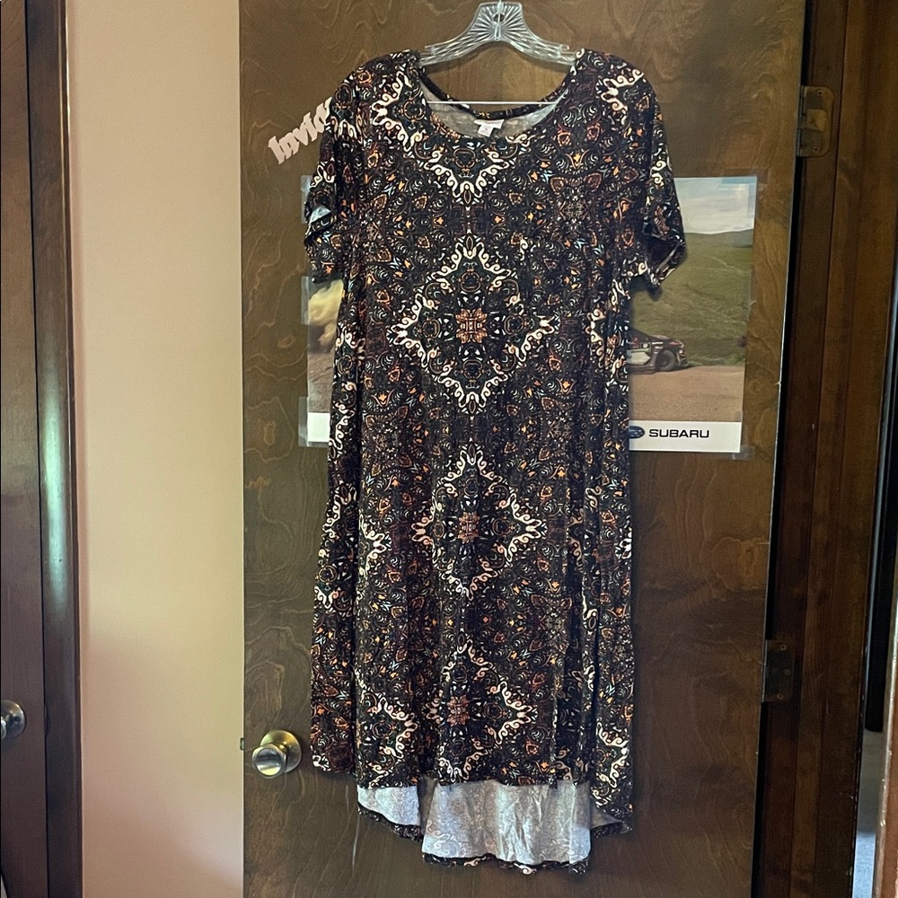 LuLaRoe Carly Floral Patterned Black Dress